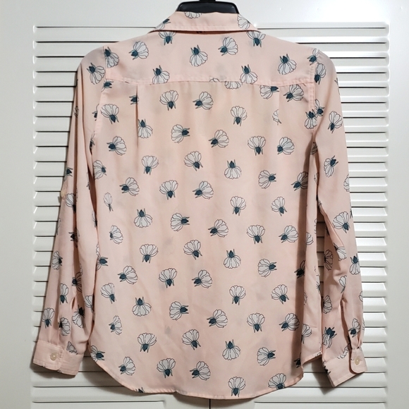 Loft Womans Peach Floral Blouse - Picture 5 of 8